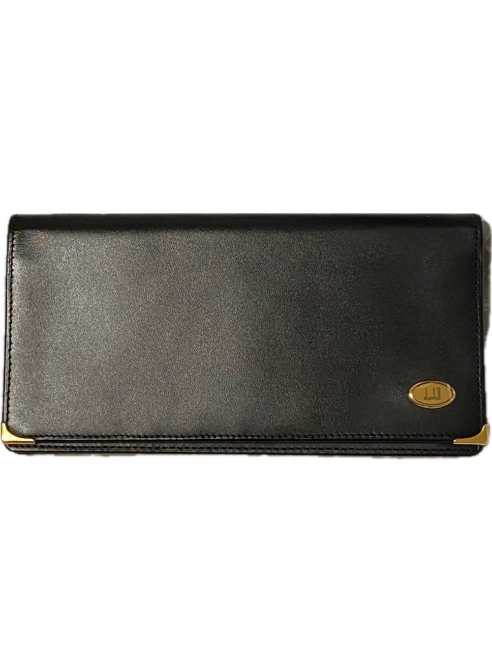 Vintage Dunhill Black Calfskin Leather Long Wallet Gold Hardware